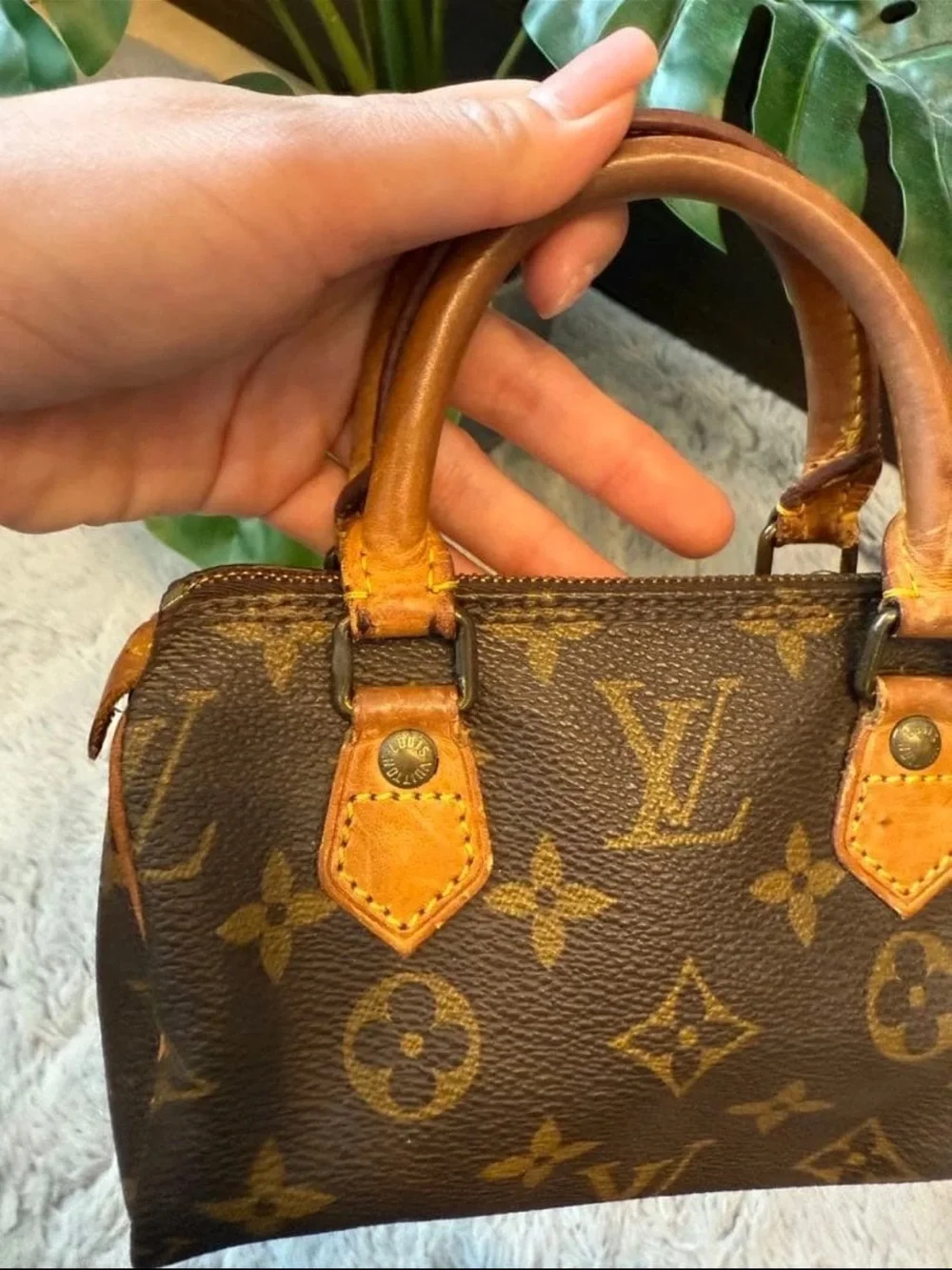 Louis Vuitton Brown Monogram Mini Top-Handle Bag with Pearl Charm